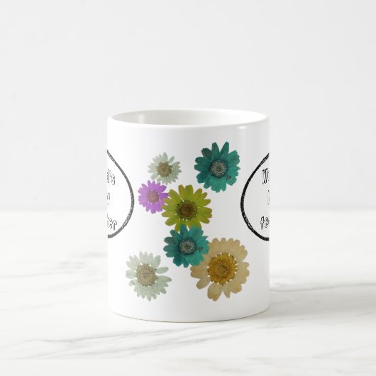 Bester Lehrer mit Spaß beim botanischen Blumendesi Kaffeetasse (Mittel)