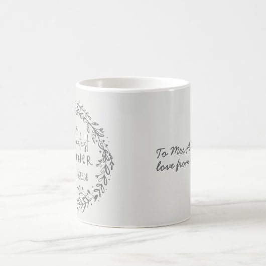 bester Lehrer, moderner Minimalkranz Kaffeetasse (Mittel)