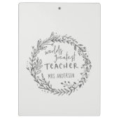 bester Lehrer, moderner Minimalkranz Klemmbrett (Rückseite)