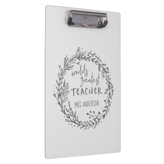 bester Lehrer, moderner Minimalkranz Klemmbrett (Rechts)