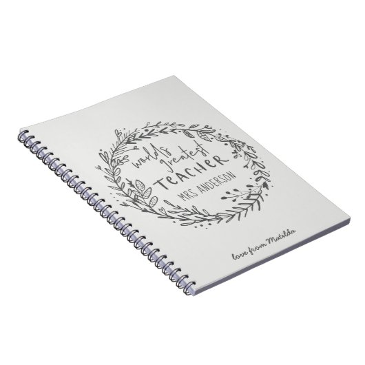 bester Lehrer, moderner Minimalkranz Notizblock (Rechte Seite)