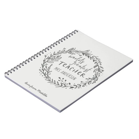 bester Lehrer, moderner Minimalkranz Notizblock (Linke Seite)