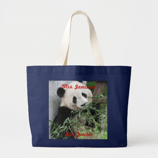 Bester Lehrer, Niedlich Panda, danke Leinwand Jumbo Stoffbeutel (Vorne)