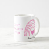 Bester Lehrer Pink Boho Rainbow Name Kaffeetasse (VorderseiteRechts)