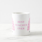Bester Lehrer Pink Boho Rainbow Name Kaffeetasse (Mittel)
