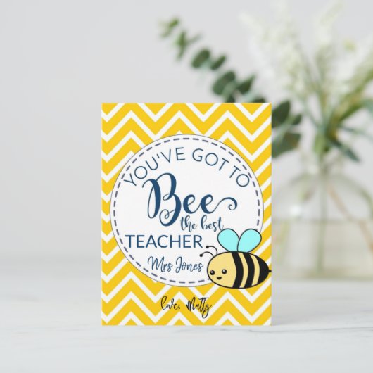 bester Lehrer Postkarte (Stehend Vorderseite)