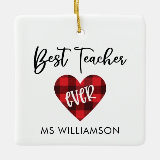 Bester Lehrer Trendy Personalisiert Teacher Weihna Keramikornament (Vorderseite)