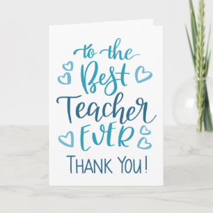 Bester Lehrer überhaupt Danke Typografie in Blau Karte