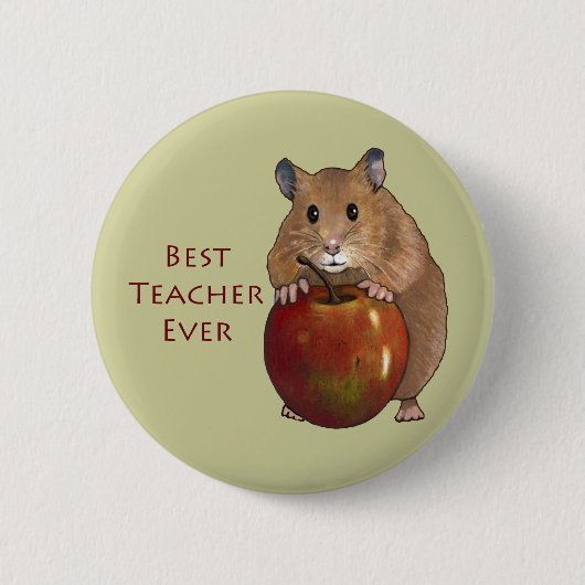 Bester Lehrer überhaupt: Hamster mit Apple: Kunst Button (Vorderseite)