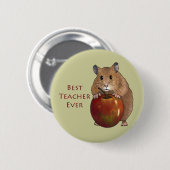 Bester Lehrer überhaupt: Hamster mit Apple: Kunst Button (Vorne & Hinten)