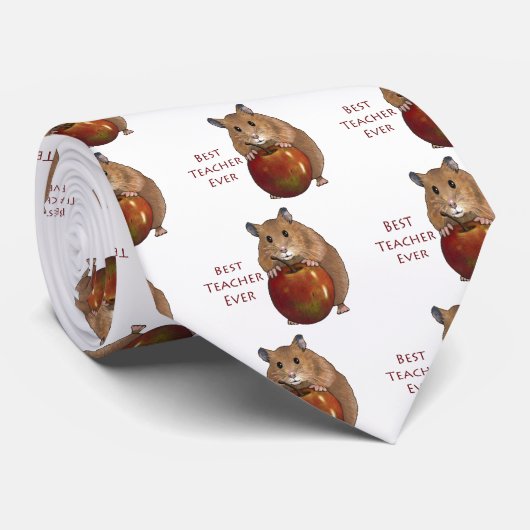 Bester Lehrer überhaupt: Hamster mit Apple: Kunst Krawatte (Gerollt)