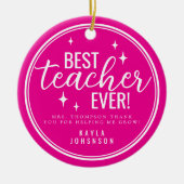 Bester Lehrer überhaupt Pinkes Retro-Skript Keramik Ornament (Vorne)