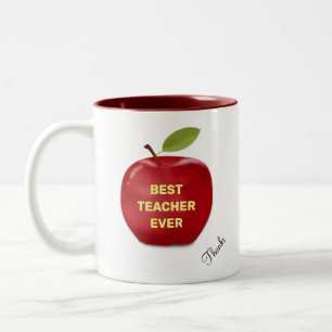Bester Lehrer überhaupt & Rot-Apfel-Zweifarben-Kaf Zweifarbige Tasse