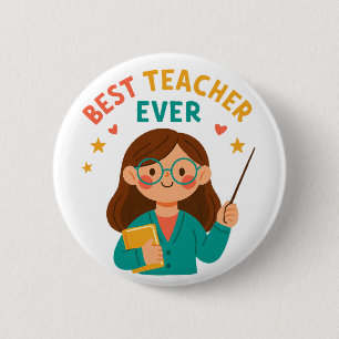 Bester Lehrer überhaupt – Süße Cartoon-Würdigung Button