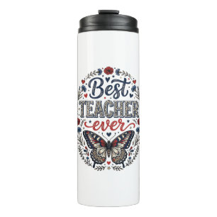 Bester Lehrer überhaupt Vintage Schmetterling Flor Thermosbecher
