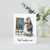 Bester Lehrer überhaupt Winter-Pinguin-Design Postkarte (Stehend Vorderseite)