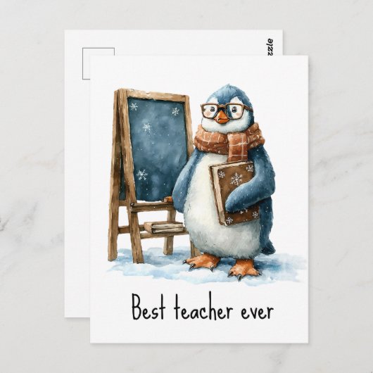 Bester Lehrer überhaupt Winter-Pinguin-Design Postkarte (Vorne/Hinten)