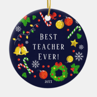 Bester Lehrer Weihnachtsbaumschmuck Keramik Ornament