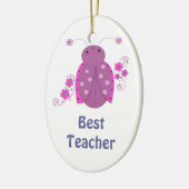 Bester Lehrer Whimsical Pink Ladybug Keramikornament (Links)