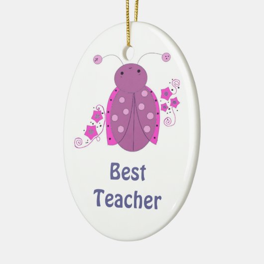 Bester Lehrer Whimsical Pink Ladybug Keramikornament (Links)