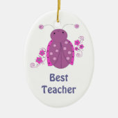 Bester Lehrer Whimsical Pink Ladybug Keramikornament (Vorne)