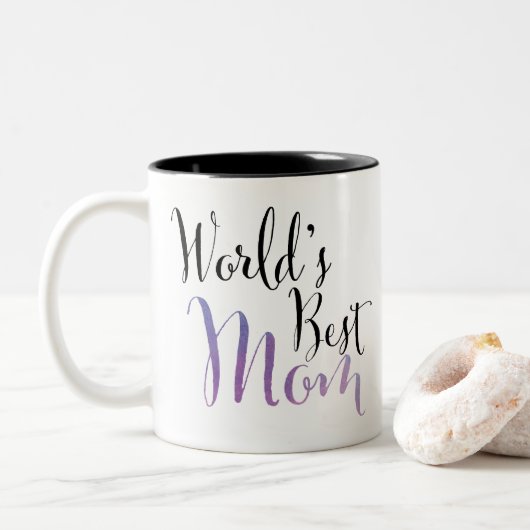 Bester (lila) Entwurf der Mama der Welt für Zweifarbige Tasse (Mit Donut)