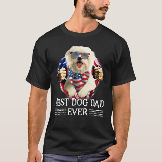 Bester maltesischer Vater je amerikanische Flagge  T-Shirt (Vorderseite)
