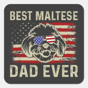 Bester maltesischer Vater je: Patriotic USA Maltes Quadratischer Aufkleber