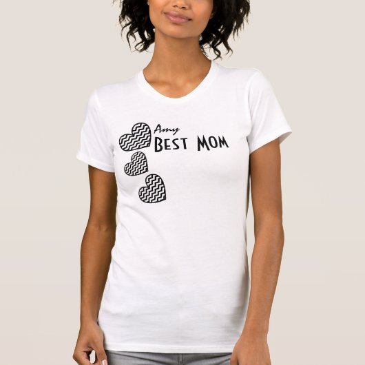 BESTER MAMA Name-gemusterte Herzen T-Shirt (Vorderseite)