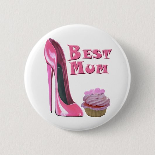 Bester Mama-Rosa-Stilett-Schuh und rosa Button (Vorderseite)