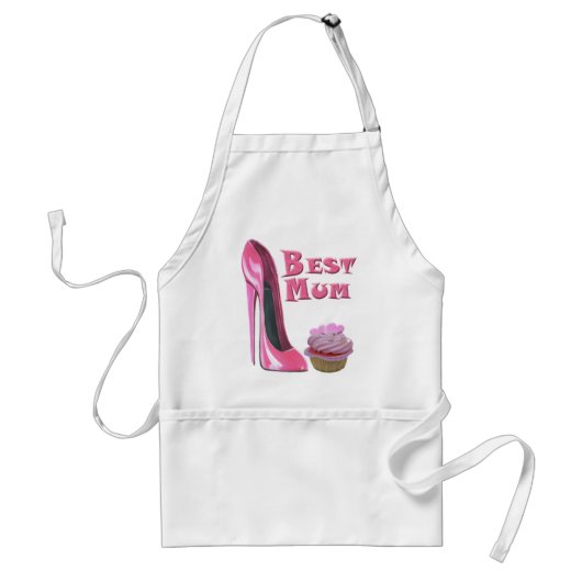 Bester Mama-Rosa-Stilett-Schuh und rosa Schürze (Vorne)