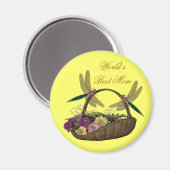 Bester Mamma-Libellen-Blumen-Korb-Magnet Magnet (Vorderseite/Rückseite)