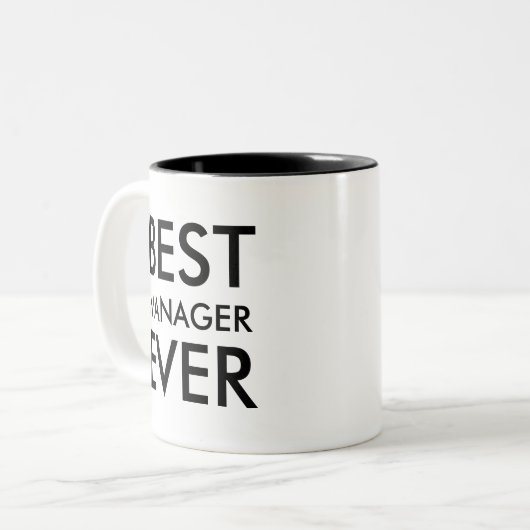 Bester Manager je | Office-Geschenk zum Personalis Zweifarbige Tasse (Vorderseite Links)