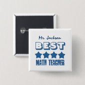 Bester Mathe-Lehrer mit Sternen BLAUES V01A Button (Vorne & Hinten)