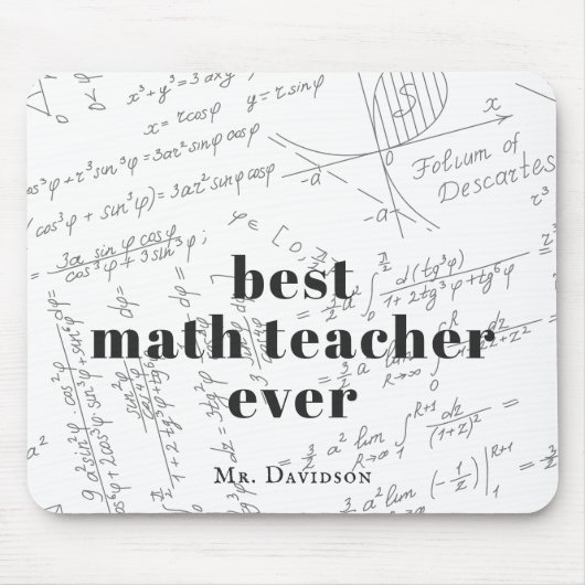 Bester Mathematiklehrer | Matt Formel Monogram Mousepad (Vorne)