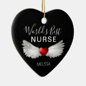 Bester medizinischer Rotes Herz Personalisierter K Keramik Ornament (Rechts)