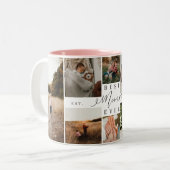 Bester Mimi je | Elegantes Skript 8 FotoCollage Zweifarbige Tasse (Vorderseite Links)
