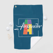Bester mit Monogramm Anfangsbuchstabe A blau Golfhandtuch (Insitu)
