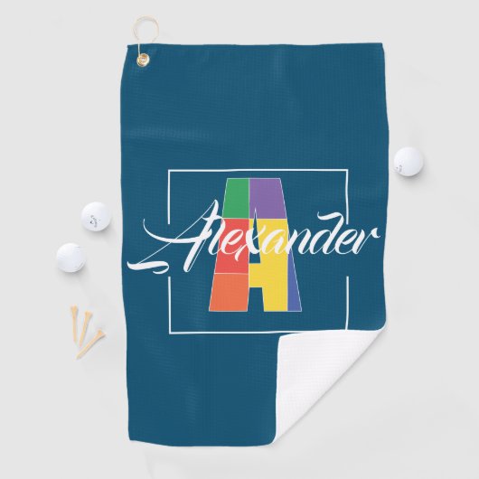 Bester mit Monogramm Anfangsbuchstabe A blau Golfhandtuch (Insitu)