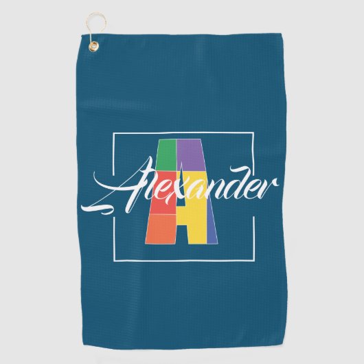 Bester mit Monogramm Anfangsbuchstabe A blau Golfhandtuch (Vorderseite)