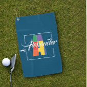 Bester mit Monogramm Anfangsbuchstabe A blau Golfhandtuch
