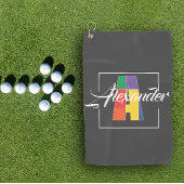Bester mit Monogramm Anfangsbuchstabe A grau Golfhandtuch