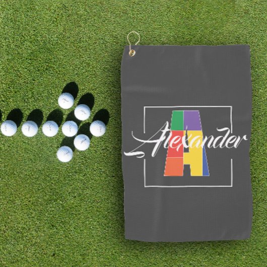 Bester mit Monogramm Anfangsbuchstabe A grau Golfhandtuch
