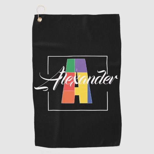 Bester mit Monogramm Anfangsbuchstabe A schwarz Golfhandtuch (Vorderseite)