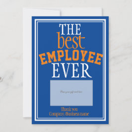 Bester Mitarbeiter Blue Typografy-Kartenhalter Dankeskarte