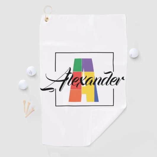 Bester monogramm erster farbiger Buchstabe Ein Gol Golfhandtuch (Insitu)