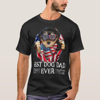 Bester Morkie Vater je amerikanische Flagge 4. Jul T-Shirt