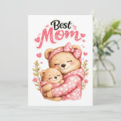 Bester-Mutter-aller-Zeiten-Bär-Design Süße Mutter  Karte (Stehend Vorderseite)