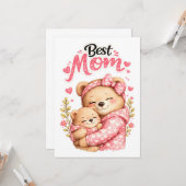 Bester-Mutter-aller-Zeiten-Bär-Design Süße Mutter  Karte (Vorderseite/Rückseite Beispiel)