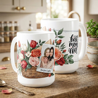 Bester-Mutter-aller-Zeiten-Blumenstrauß & Foto Mut Kaffeetasse